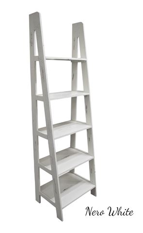 Nero White Ladder Bookcase